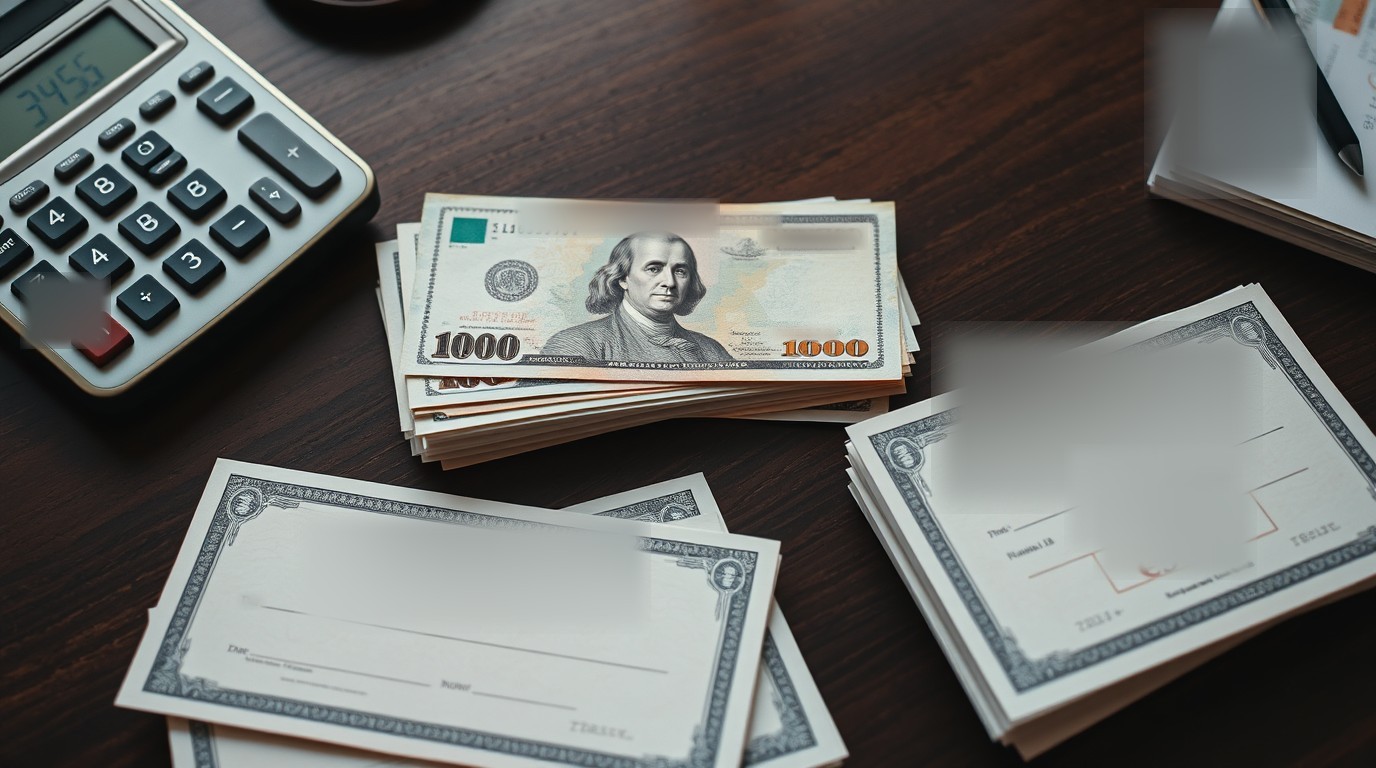Refinanciamiento de deuda de Hacienda sobre escritorio con gráficas y calculadora